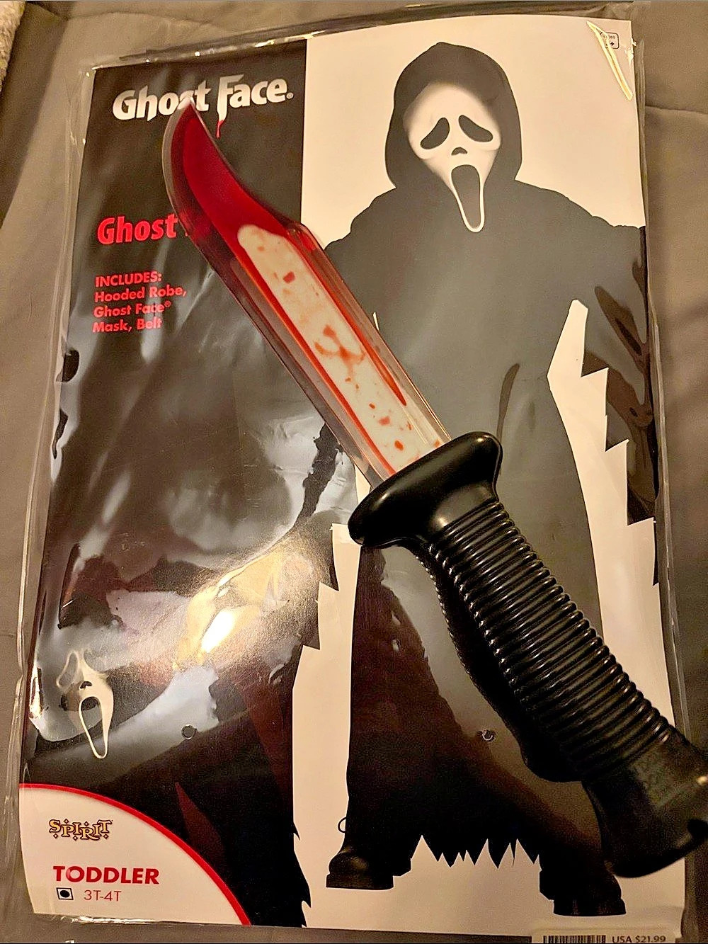 Spirit Halloween Ghost Face Toddler Costume with Knife Toddler Costume 3T-4T